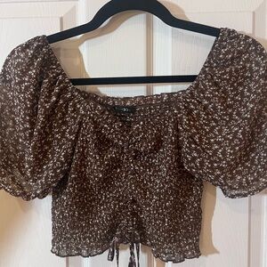 Brown Floral Women's Top